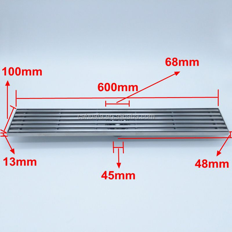 600mm SUS304 Stainless Steel Bathroom Linear Shower Drain Floor Strainer Polished